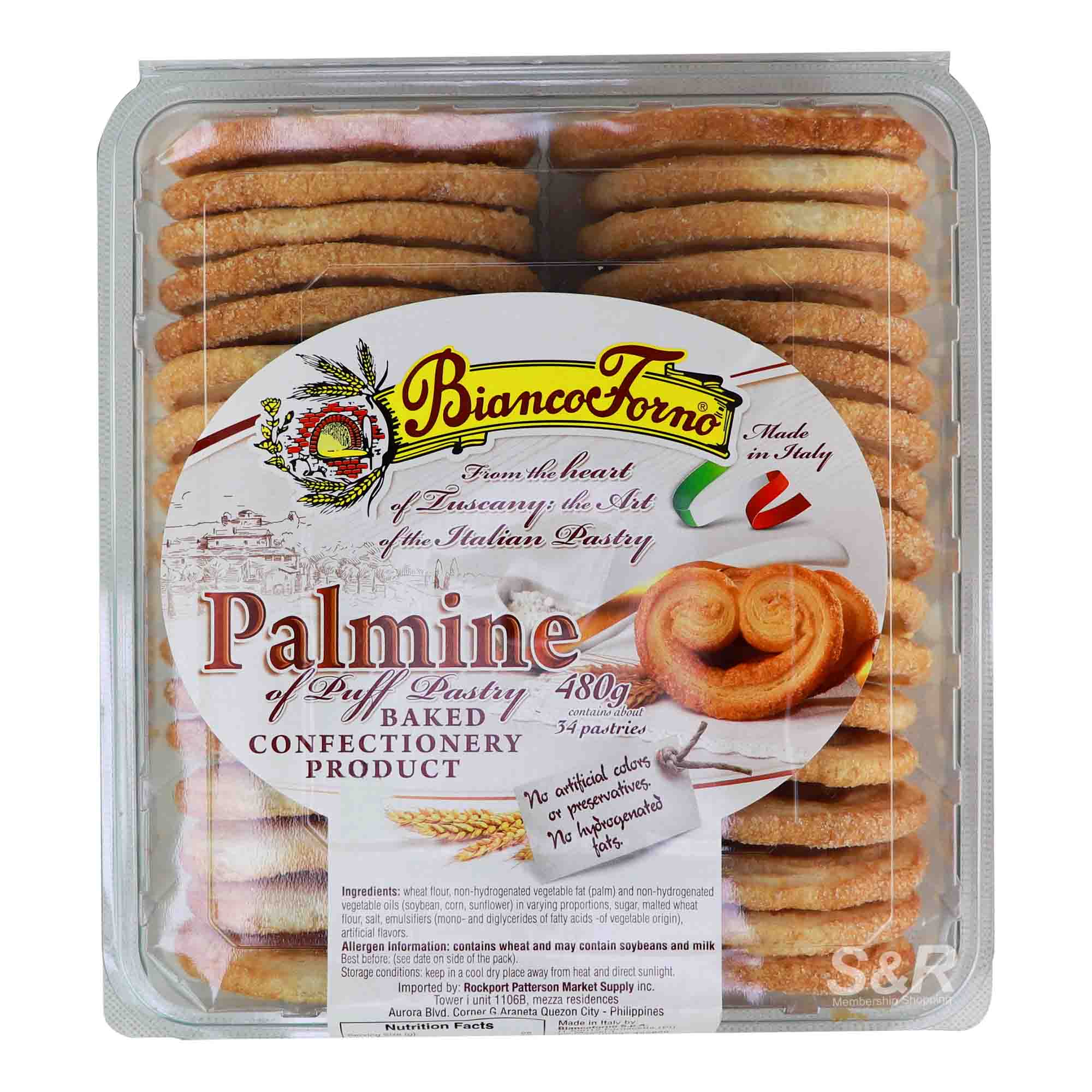 Bianco Forno Palmine of Puff Pastry Baked Confectionary 480g Bianco Forno Palmine of Puff Pastry Baked Confectionary 480g